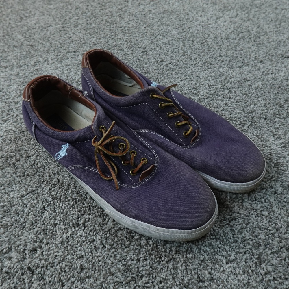 Polo Ralph Lauren Sneakers Mens 15D Blue Purple Vaughn Canvas Suede Low Top Shoe